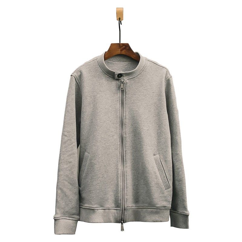 开衫卫衣男纯棉立领半高领机车领黑色修身设计感拉链卫衣男大码