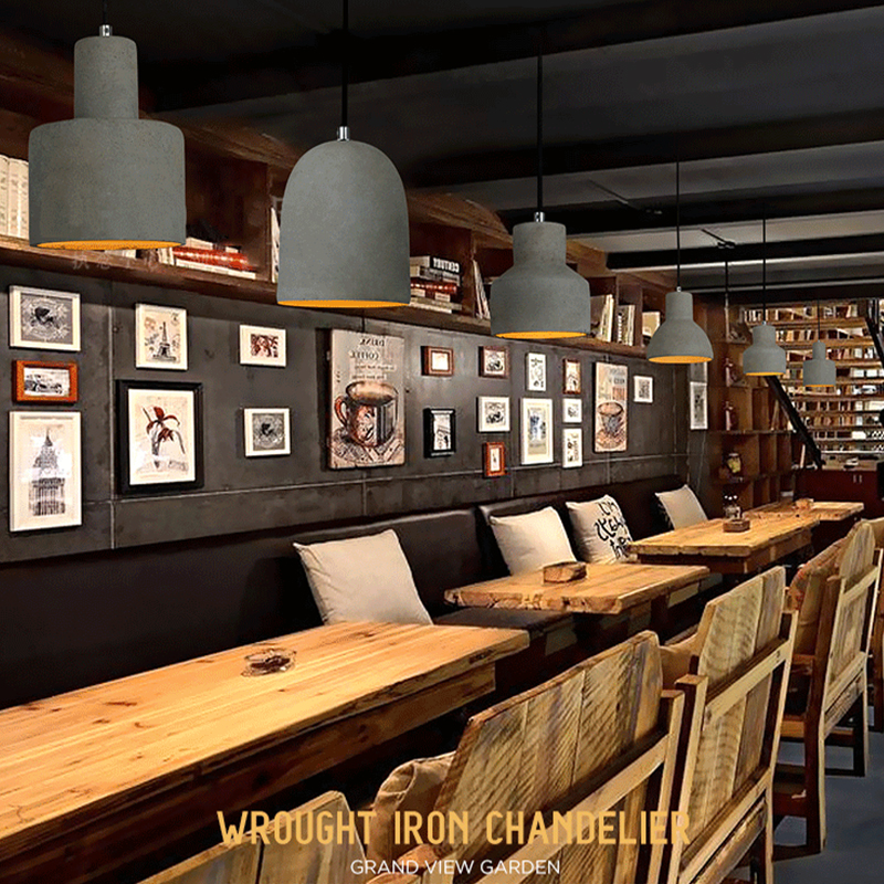 loft工业风咖啡厅复古极简约创意北欧酒吧台餐厅三头单头水泥吊灯