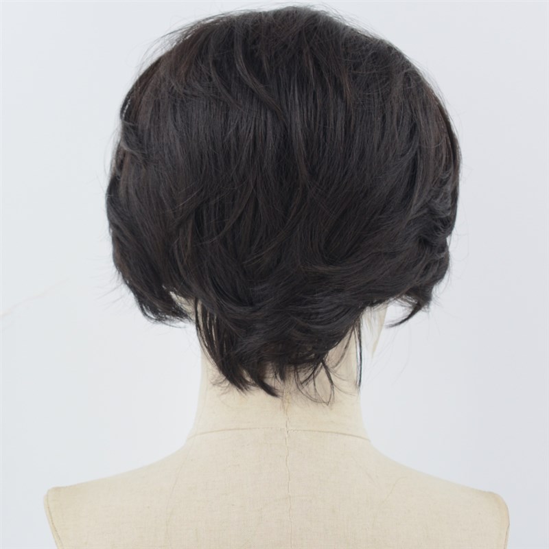 三尖自然黑超短发cos万用自然手勾高温丝假发套