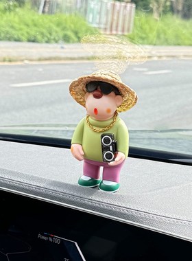 胖虎车尾摆件2025歪头胖虎汽车饰品中控台落地玄关客厅尾部车外男