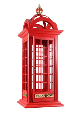 复古电话亭摆件创意邮筒模型铁艺信箱酒吧咖啡厅装饰品橱窗道具
