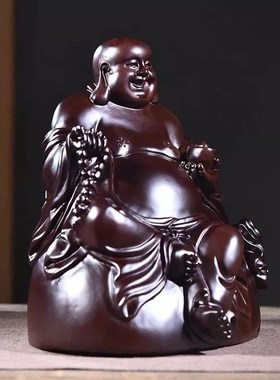 花梨木雕摆件弥勒佛实木质雕刻大肚佛像供奉家居装饰办公工艺礼品