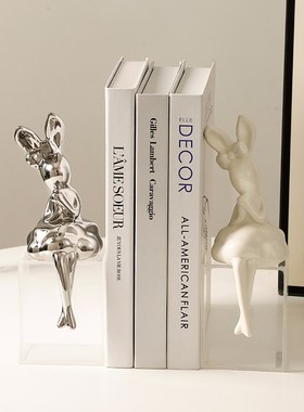 长耳兔子软装高级感酒柜装饰品摆件客厅电视玻璃柜轻奢书立书档