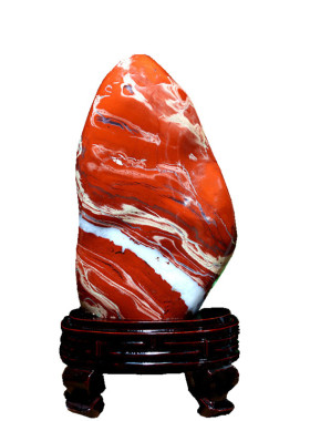 天然奇石玉石鸡血石原石南非红碧玉客厅办公室靠山石红色石头摆件