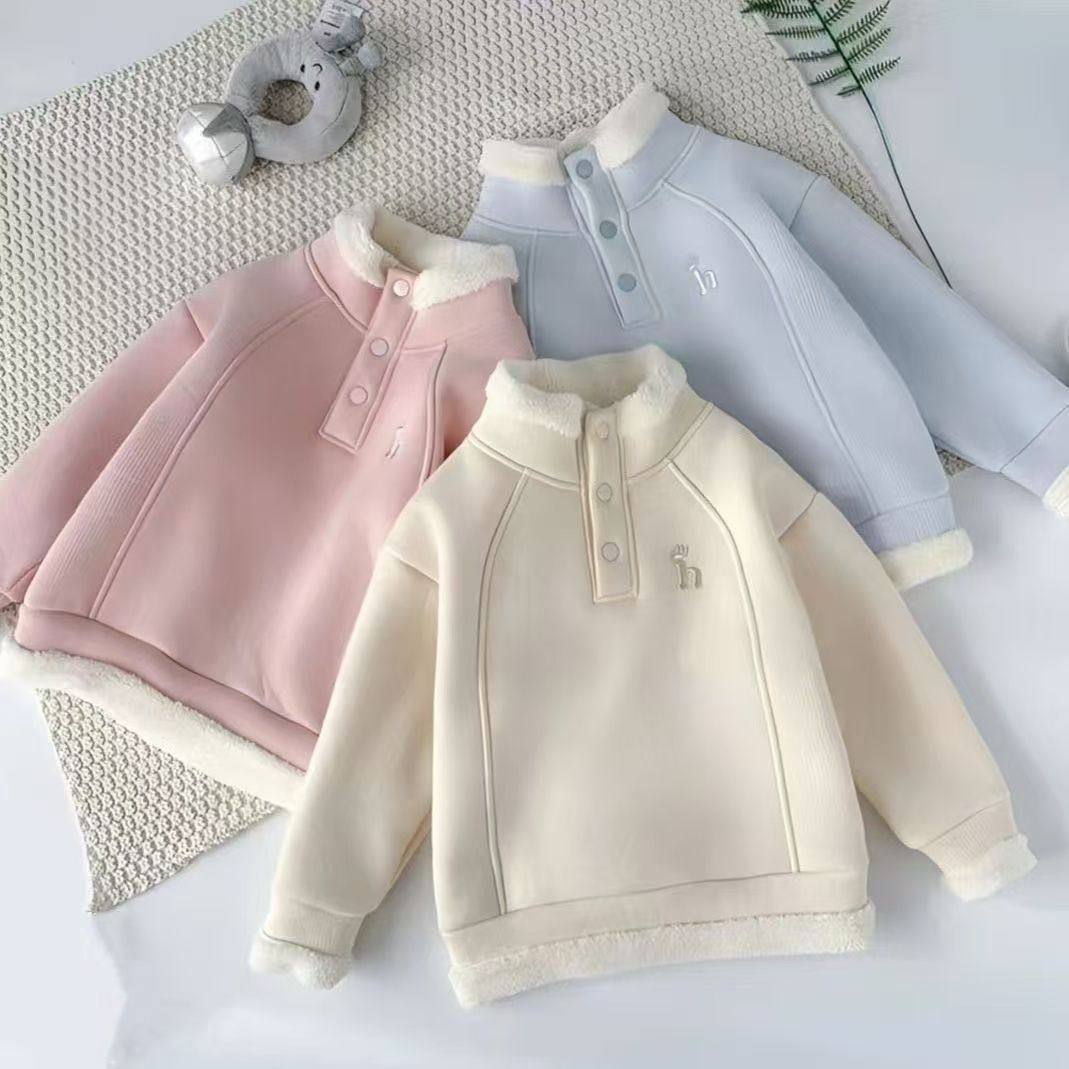 超厚男女童外套加绒新款儿童时髦卫衣冬装开衫中大童卫衣jx