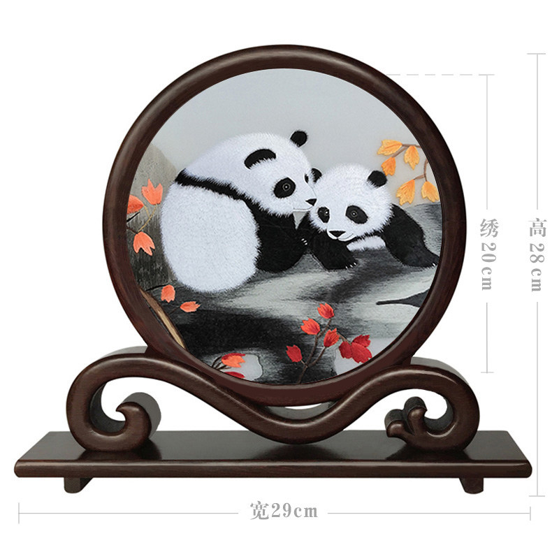 苏绣手工刺绣客厅面绣成品便携式屏风小工艺品台屏礼品
