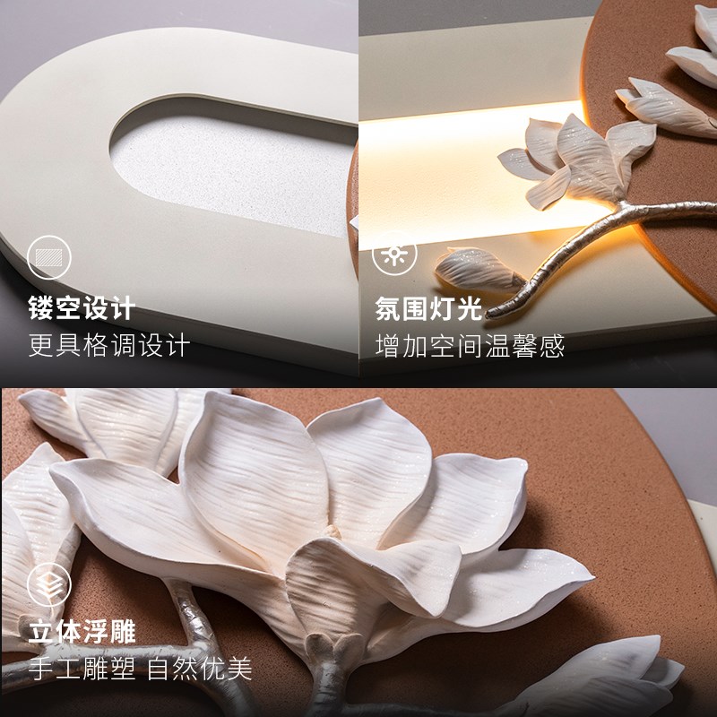 轻奢立体浮雕客厅装饰画卧室床头灯光壁画简约现代沙发背景墙挂画图片