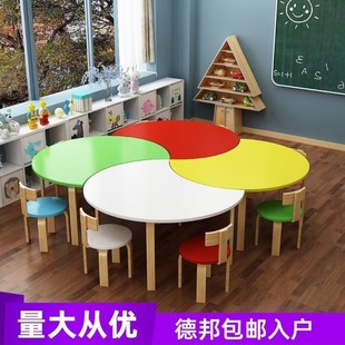 培训班幼儿园桌椅学习桌子辅导班中小学生实木绘画美术课桌椅