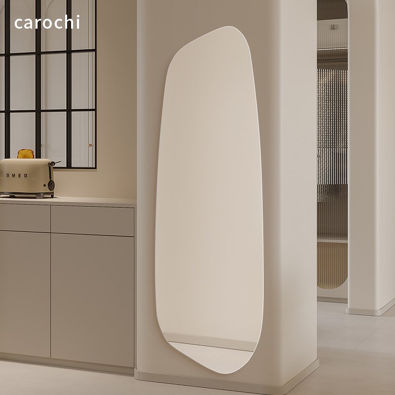 设计感异形镜子全身镜家用贴墙自粘in风挂墙式试衣镜客厅穿衣镜