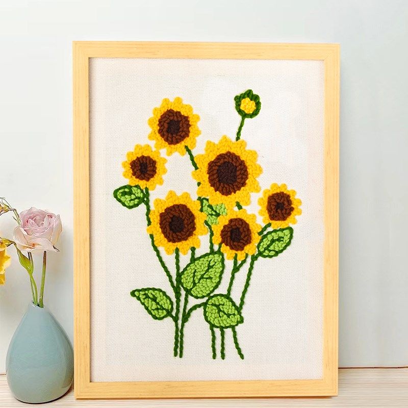 向日葵戳戳绣手工di装饰画材料包新手毛线编织春天题刺绣戳戳,居家布艺,戳戳绣,淘宝优惠券,粉丝福利购,淘宝优惠卷