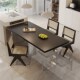 悬浮实木餐桌椅侘寂风黑色大板桌长方形白蜡木桌子