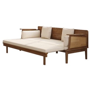 白蜡木实木推拉罗汉床新伸缩床抽拉式客厅小户型