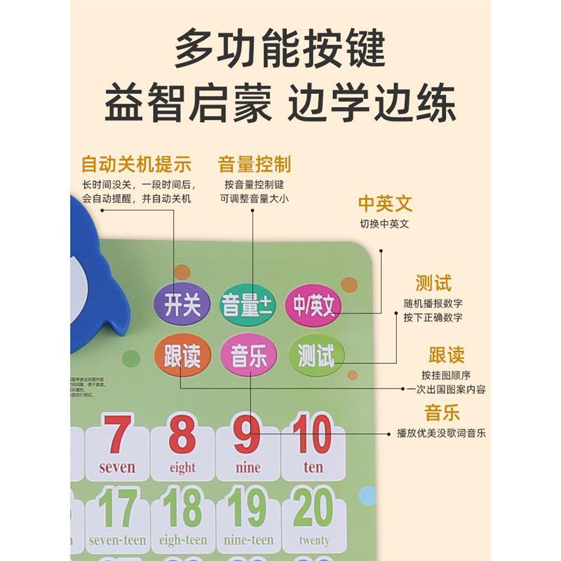 儿童到声挂图发声幼儿早教认知卡片挂画宝宝表