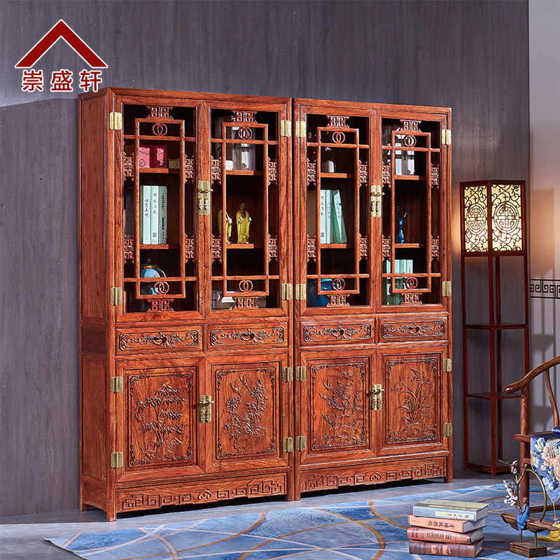 崇盛轩红木家具梨实木书柜带门刺猬紫檀书架新书橱置物柜,住宅家具,红木书柜/书架,淘宝优惠券,粉丝福利购,淘宝优惠卷