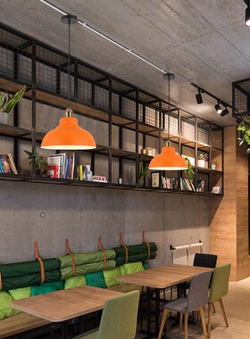 工业风橙色吊灯创意个性餐饮烤肉火锅饭店店铺舞蹈商用单头灯罩灯