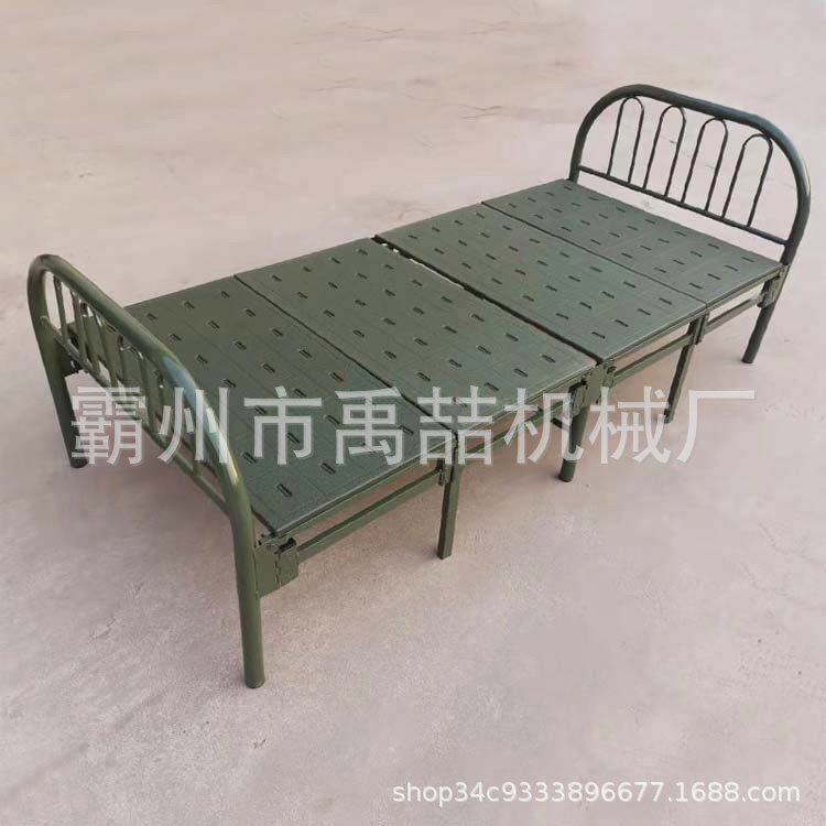 民政救灾四折钢塑床简易可折叠防侧翻单人床多功能便携塑钢床