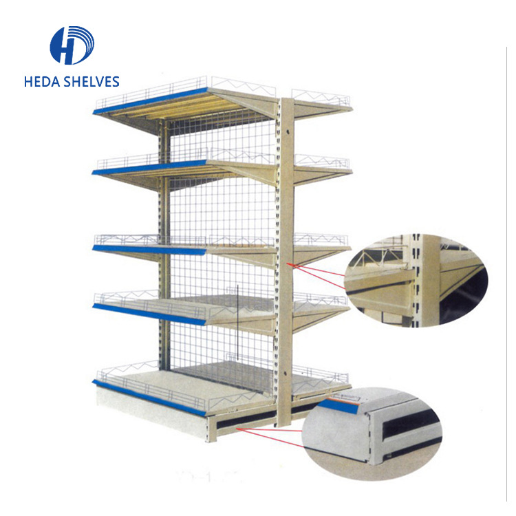 禾达便利店货架 双面沙纹灰超市货架多功能展示架精品超市货架