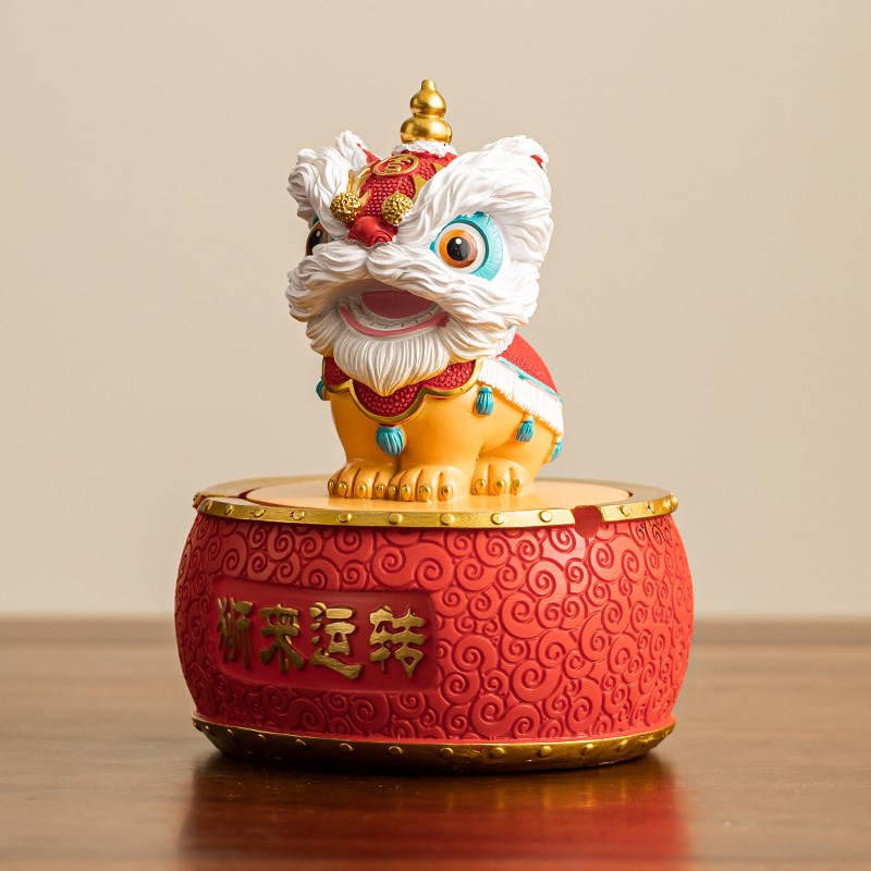 晨翔创意国潮醒狮烟灰缸带盖子防灰飞家用客厅茶几摆件高级感烟缸