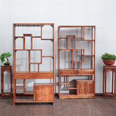 中式 仿古实木榆木博古架茶叶置物架多宝阁展示架货物架多宝格架子