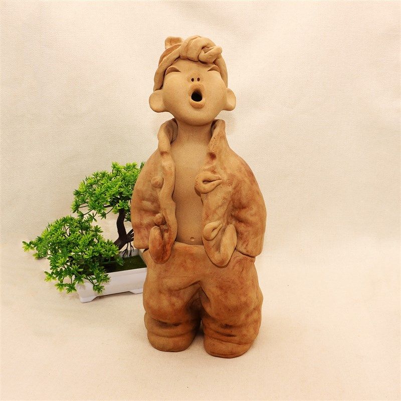 陶瓷工艺品 纯手工土陶泥人 家居饰品人物摆设 陕北娃泥人泥塑娃,特色手工艺,泥人/泥塑/面塑,淘宝优惠券,粉丝福利购,淘宝优惠卷