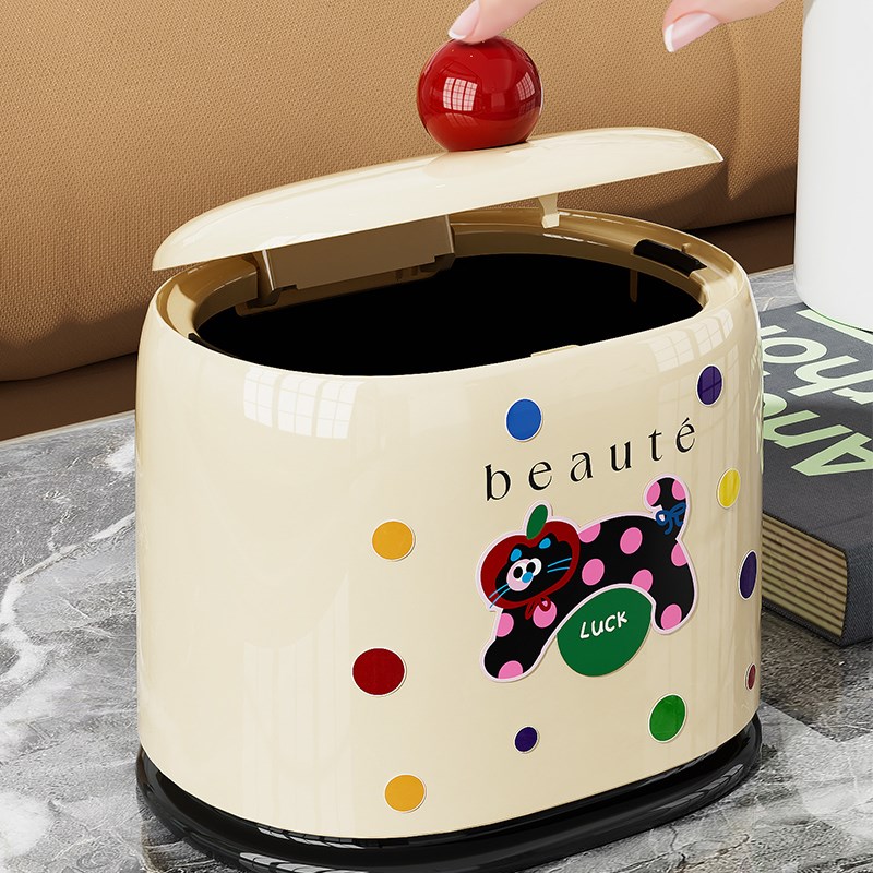 桌面垃圾桶高颜值家用带盖迷你卧室客厅桌上可爱小号纸篓2024新款