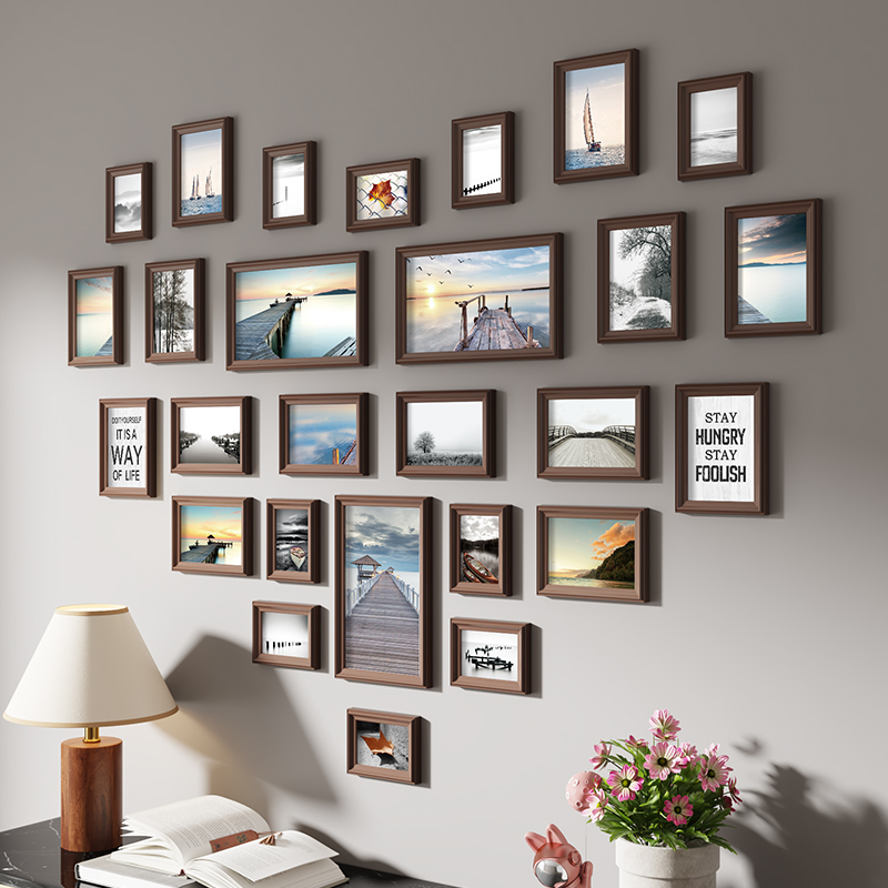 照片墙相框挂墙婚纱照爱心组合定制心形打印加画框做成家庭相册墙