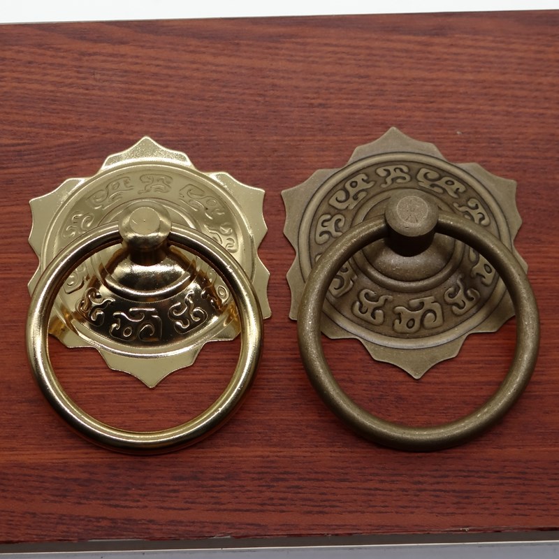 木门拉手青古铜中式大门提手仿古铁门把手老式门铜环实心拉环扣手