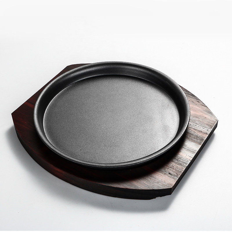 圆形铁板竹木板商用铁板烧盘家用烧烤铁板盘铁板铸铁韩式烤鱼盘,厨房/烹饪用具,烧烤盘,淘宝优惠券,粉丝福利购,淘宝优惠卷