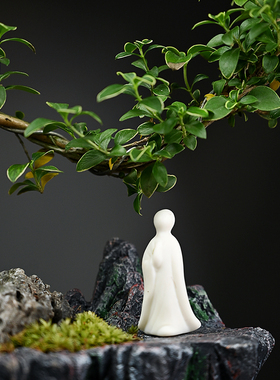 天空之城绿植盆栽迎客松盆景摆件客厅玄关酒柜样板间酒店装饰禅意