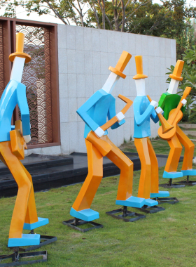 石膏定制招财雕像酒店公园广场酒吧抽象几何切面音乐人物雕塑摆件