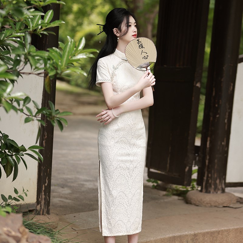 新中式复古国风圆襟古法旗袍2024年轻款高端气质日常可穿收腰显瘦