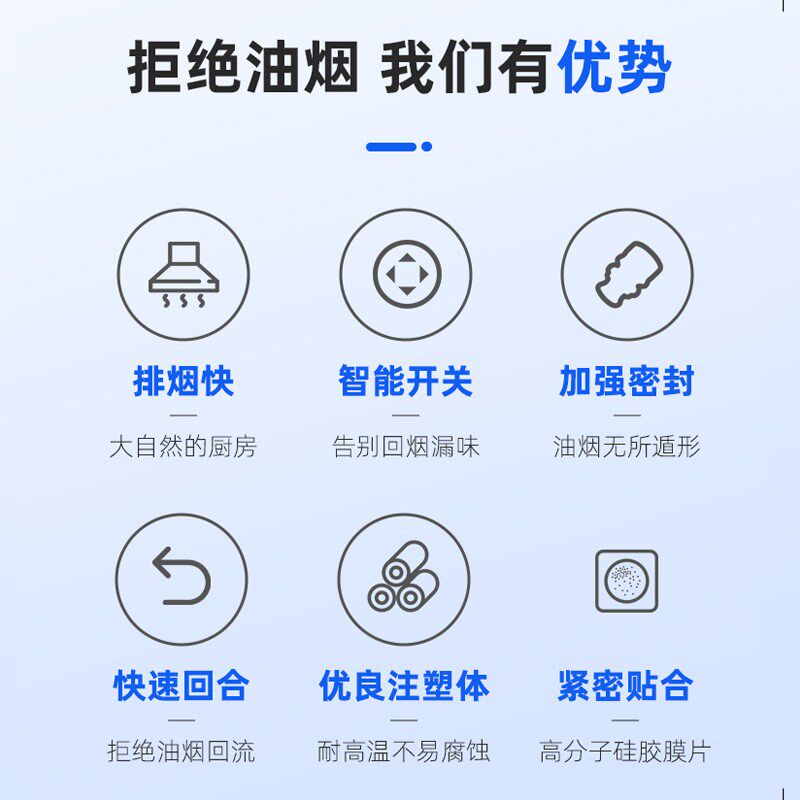 【米师傅甄选】电动止逆阀厨房油烟机公共烟道专用止回阀