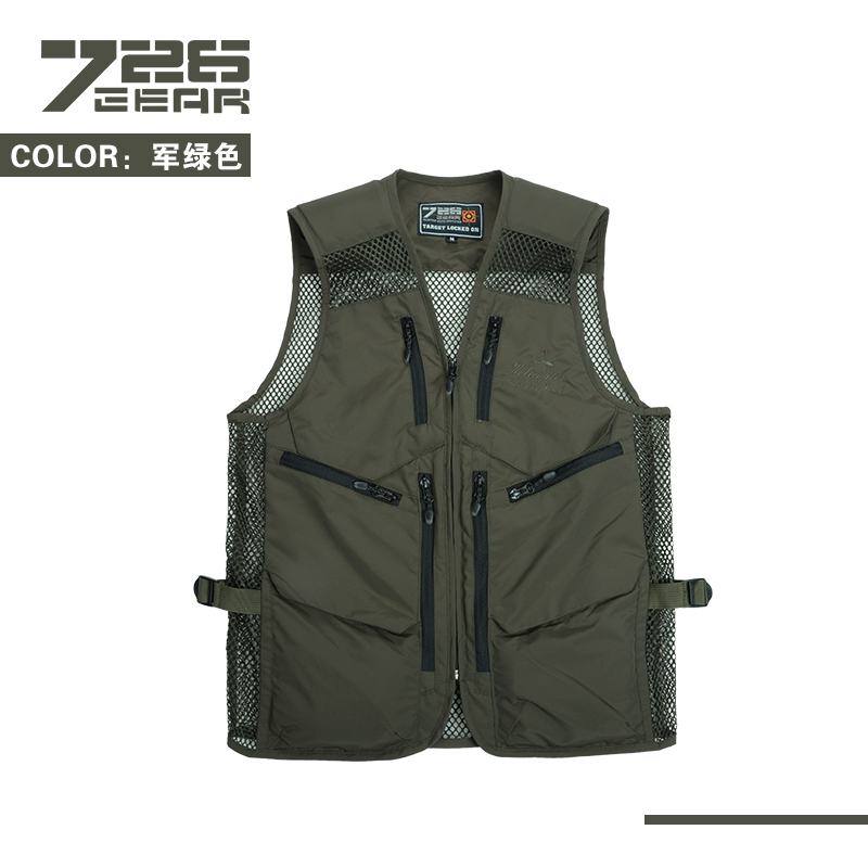 726春夏户外透气摄影背心男 工装多口袋导演记者钓鱼拉链快干马甲