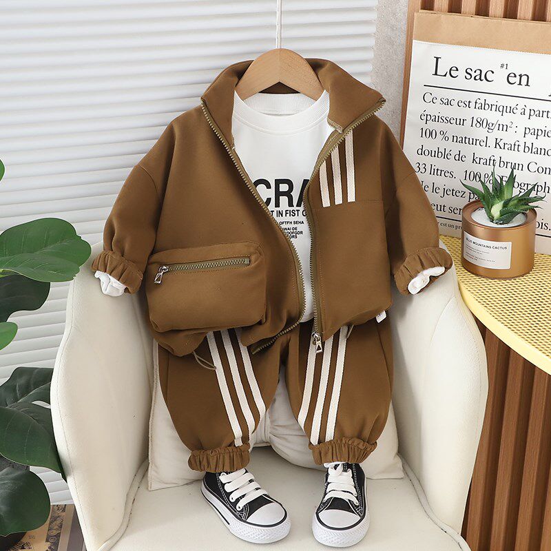 男童宝宝春装套装三件套2024新款1一2-3周岁半童装婴儿衣服外套潮