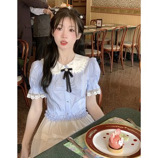 夏日私语春日衬衫紫色早春收腰小衫衬衣法式独特上衣东京岁时记JK