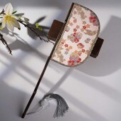 战国袍扇子配饰古风刀扇仙气古代汉服新中式 拍照流苏紫竹长柄道具