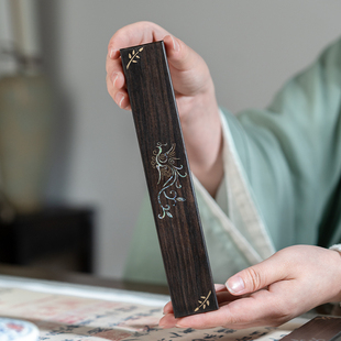 张小凤 梧凤之鸣 实木镇尺镇纸紫光檀学生初学者压尺压纸压书压毛