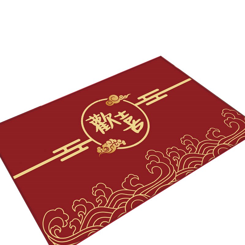 中式地垫入户门垫家用红色喜庆进门地毯玄关门口踩脚垫防滑门口垫