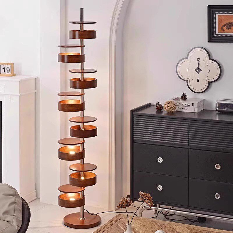 法式中古实木艺术客厅沙发旁落地灯复古设计师高级感卧室装饰灯具