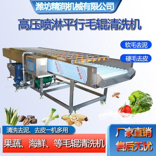 厂家供应红薯去泥清洗机土豆毛辊清洗设备根茎果蔬平行毛刷清洗机
