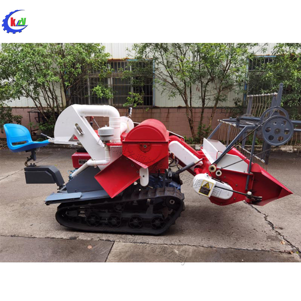 履带式水稻小麦收割机 丘陵山区联合收获机 小型喂入式稻谷收谷机