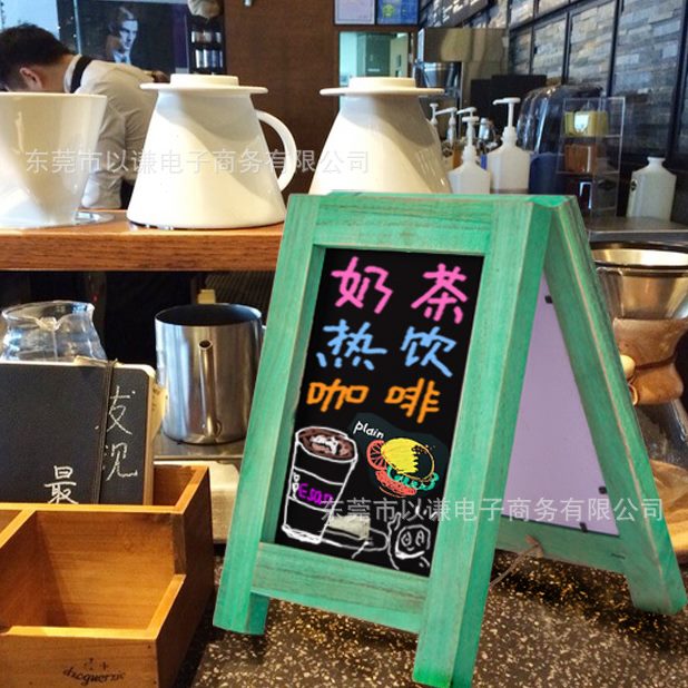 甄选复古双面立式商用摆摊专用小黑板店铺用桌面广告牌展示牌留言