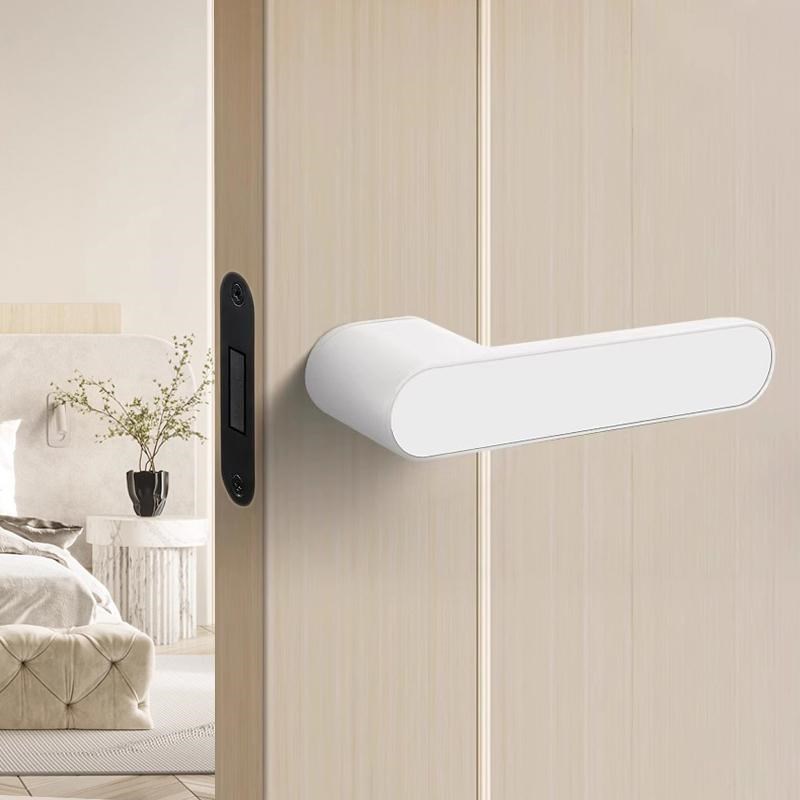 奶油风意式极简磁吸生态门锁家用室内卧室房门把手简约一字型锁具