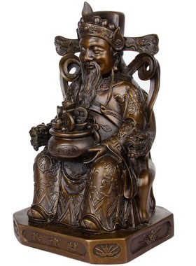 铜财神爷摆件咖啡色款文财神摆件