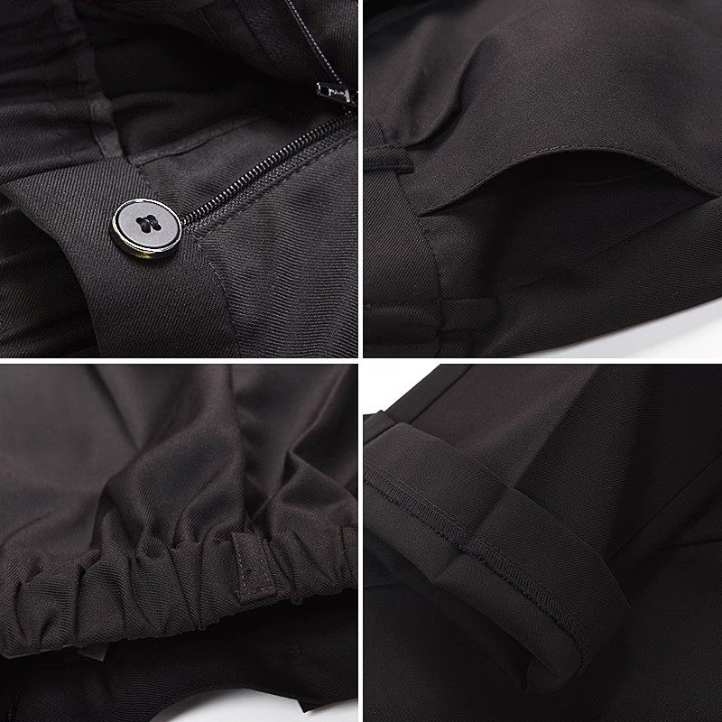 儿童西装裤男童保暖加绒秋冬藏青黑色学生校服裤演出西服背带长裤