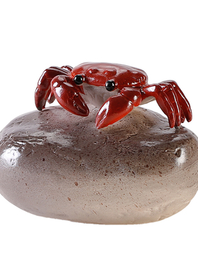 卡通可爱变色小螃蟹茶宠茶玩摆件陶瓷创意石头蟹家居客厅茶桌装饰