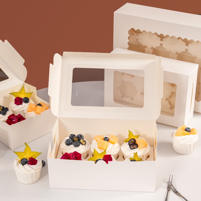 2/4/6/12粒开窗纸杯蛋糕包装盒子雪媚娘烘焙打包盒蛋挞盒马芬杯