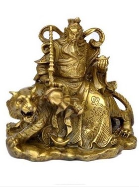 武财神赵公明神像纯铜财神爷佛像摆件工艺品开运招财客厅家居饰品