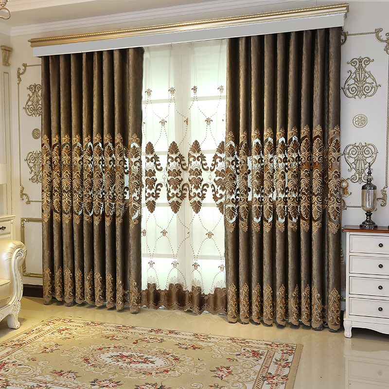奢华2022新款别墅欧式镂空窗帘客厅成品高档大气轻奢卧室客厅落地