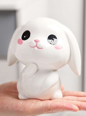 蕊杰卡通可爱小兔子存钱罐少儿储蓄罐创意陶瓷工艺品客厅桌面摆件